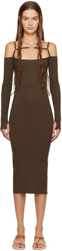 JACQUEMUS Brown Le Chouchou 'La Robe Sierra' Midi Dress