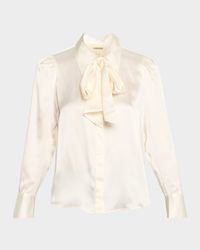 Honey Tie-Neck Silk Blouse