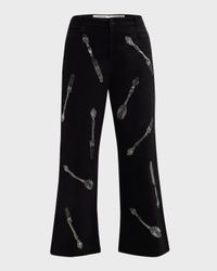 Michelin Star Embellished Wide-Leg Crop Pants