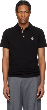 Moncler Black Logo Patch Cotton Polo