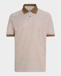 Men's Contrast-Trim Cotton Pique Polo Shirt