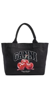 GANNI Medium Trapeze Shopper Cherry Printed Tote Phantom One Size