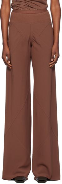 Rick Owens Pantalon de détente brun en crêpe à panneaux asymétriques - Porterville