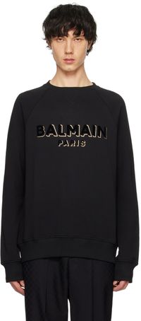 Balmain Black Metallic Flocked Sweatshirt