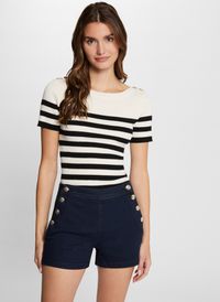 Morgan - Pull col rond à rayures - Taille XL - Beige