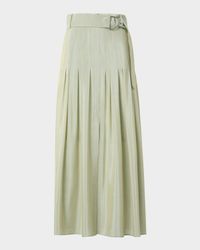 Pleated A-Line Batiste Midi Skirt