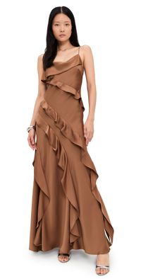 AMUR Ellen Ruffle Gown Nutmeg 6
