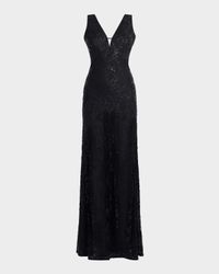 Sequin-Embellished Cutout Gown