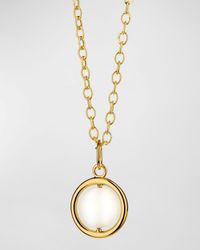 18K Yellow Gold Cosmic Swivel Pendant Necklace with Gemstone Bead