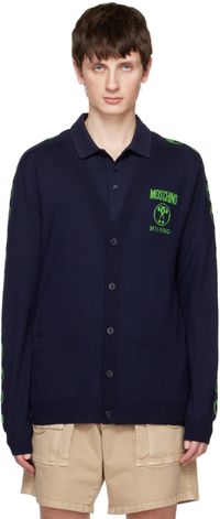 Moschino Navy Double Question Mark Cardigan