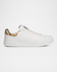Men's Set Leather & Check Low-Top Sneakers
