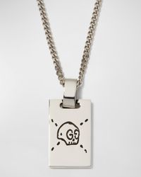 Men's Sterling Silver Ghost Tag Pendant Necklace