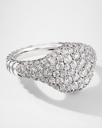 Mini Chevron Pave Diamond Pinky Ring in 18k White Gold
