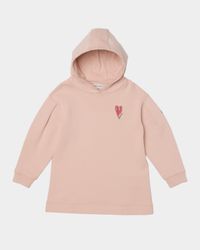 Girl's Heart Logo-Print Hooded Sweatshirt Dress, Size 12-14