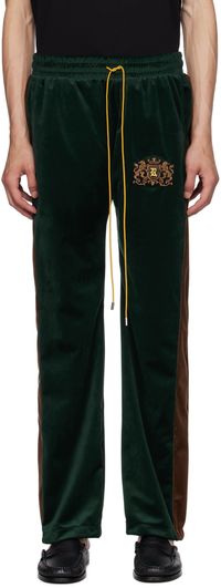 Rhude Pantalon de survêtement vert à image à logo brodée