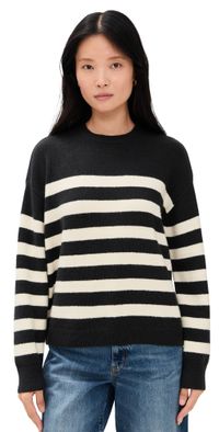 DAZE Carlyle Sweater Black Ivory Stripe L