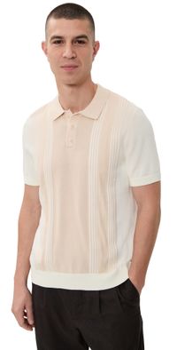 Onia Cotton Knit Short Sleeve Polo Natural/Egret XXL