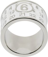 MM6 Maison Margiela Bague large argenté et blanc à logo