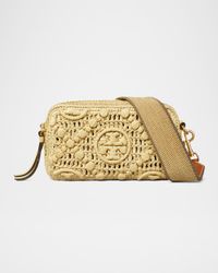 Miller T Monogram Raffia Mini Crossbody Bag