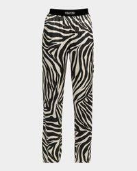 Optical Zebra-Print Silk Pajama Pants