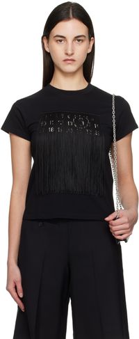 MM6 Maison Margiela Black Fringe Logo T-shirt