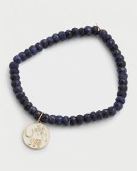 6mm Blue Sapphire Corundum Faceted Rondelle Bracelet With Luck Tableau Medallion