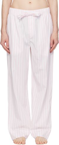 Tekla White & Pink Poplin Pyjama Pants