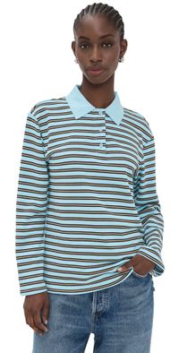 English Factory Stripe Collar Sweatshirt Brown/Green M
