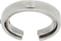 Title of Work Bague étagée argentée à diamant noir et à charnières