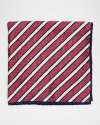 Men's Double-Face Bengal Stripe Silk Pocket Square