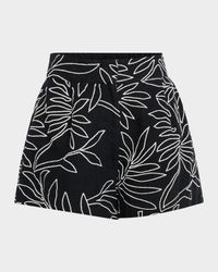 Blanche Wide-Leg Embroidered Linen Shorts