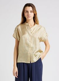 Momoni - Chemise col mao en soie imprimée - Taille 46 - Jaune