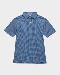 Boy's Gingham Youth Performance Jersey Polo, Size XS-XL