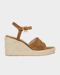 Suede Wedge Ankle-Strap Espadrilles
