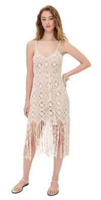 L'AGENCE Haleigh Diamond Over The Shoulder Midi Dress Natural M