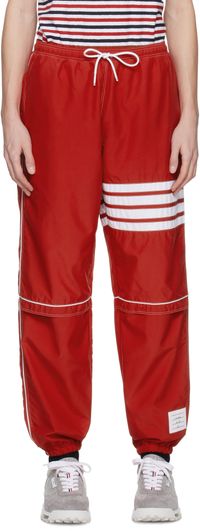 Thom Browne Pantalon de survêtement rouge en tissu antidéchirures à quatre rayures