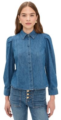 Madewell Puff Sleeve Denim Shirt in Petersburg Wash Petersburg Wash XL
