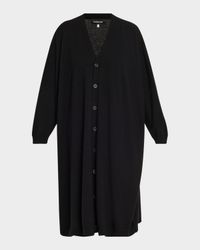 Cashmere Wide V Neck Cardigan - 3/4 Length