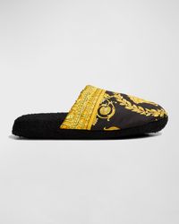 Men's Barocco-Print Mule Slippers