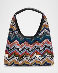 Zigzag Raschel Knit Hobo Bag