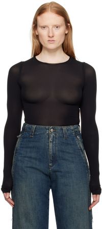 MM6 Maison Margiela Black & Tan Paneled Long Sleeve T-Shirt