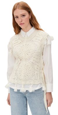 Sea Nara Crochet Combo Shirt Cream L