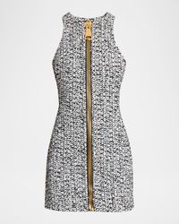 Zipped Tweed Mini Dress