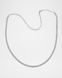 18K White Gold Half Way Around Diamond Chain Necklace, 11-16"L