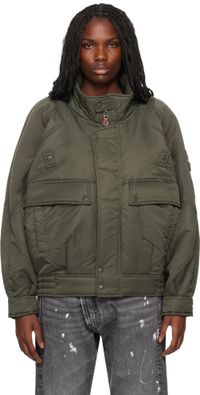 R13 Khaki Ribbed Flight Bomber Jacket