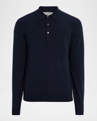 Men's Wool and Cashmere Zigzag Knit Polo Sweater