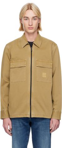 BOSS Tan Flap Pocket Overshirt