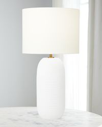 Fanny Slim Table Lamp In Matte White Ceramic By Hable