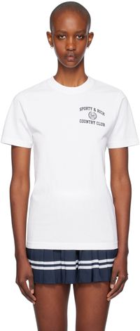 Sporty & Rich T-shirt blanc à armoiries de style collégial
