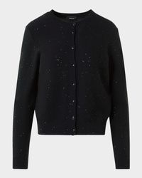 Paillette Wool-Cashmere Knit Crewneck Cardigan